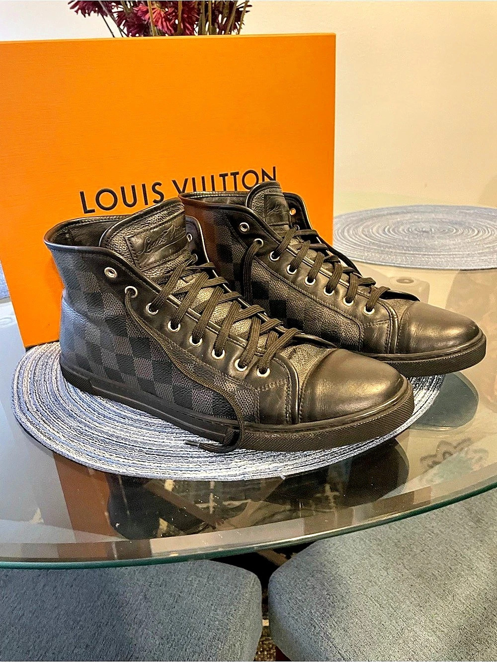 Louis Vuitton Damier Graphite Baseball High Top Sneakers Black EU 38